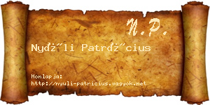 Nyúli Patrícius névjegykártya